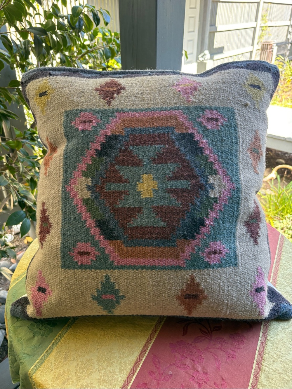 CB-2 Handwoven Wool Blend Pillow with Filler